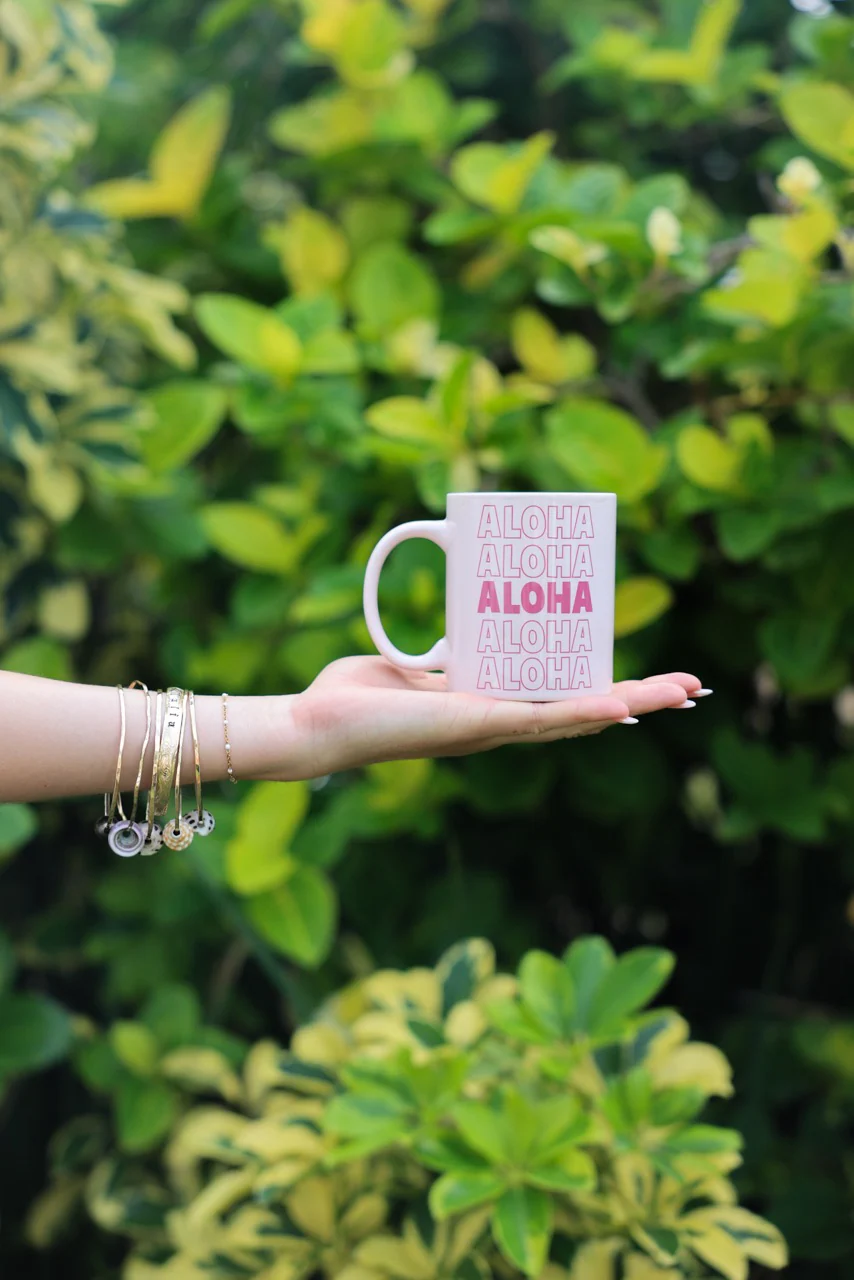 11oz Aloha Outline Ceramic Mug, Pink - Image 2
