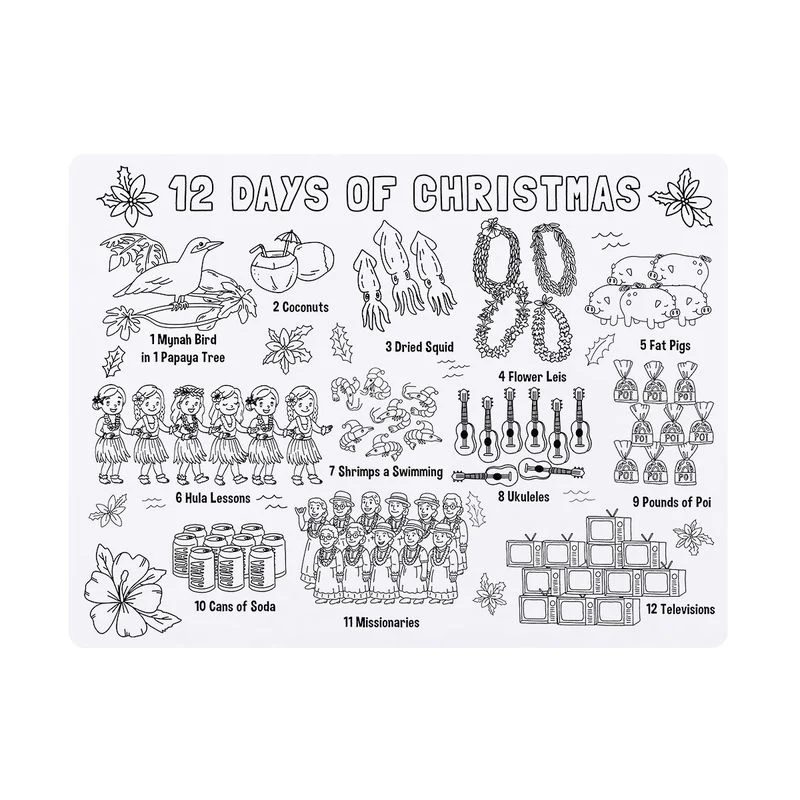 12 Days of Christmas Washable Placemat
