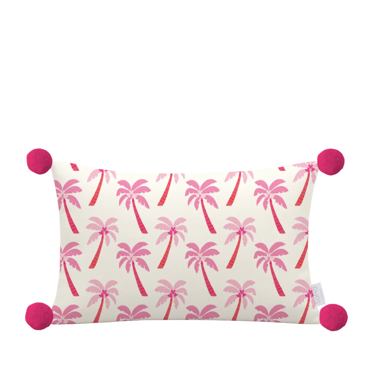 12x20in Palm Hearts Pillow Cover with Pompoms