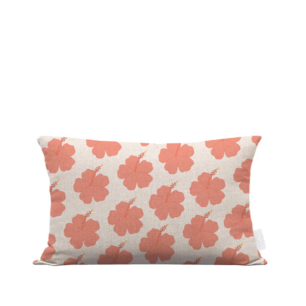 *12x20in Red Hibiscus Pillow Cover