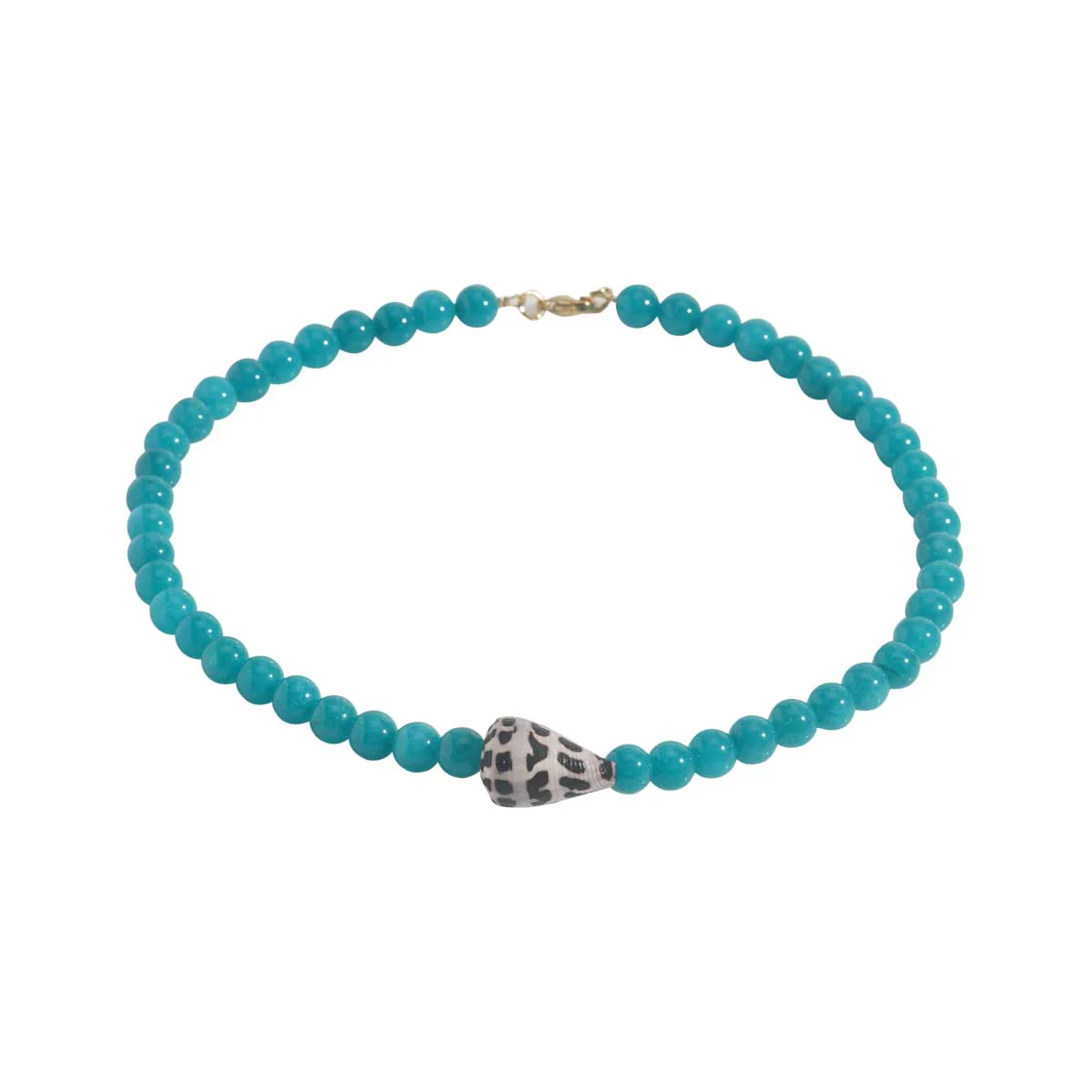 *16in Blue Sea Gemstone Cone Shell Necklace