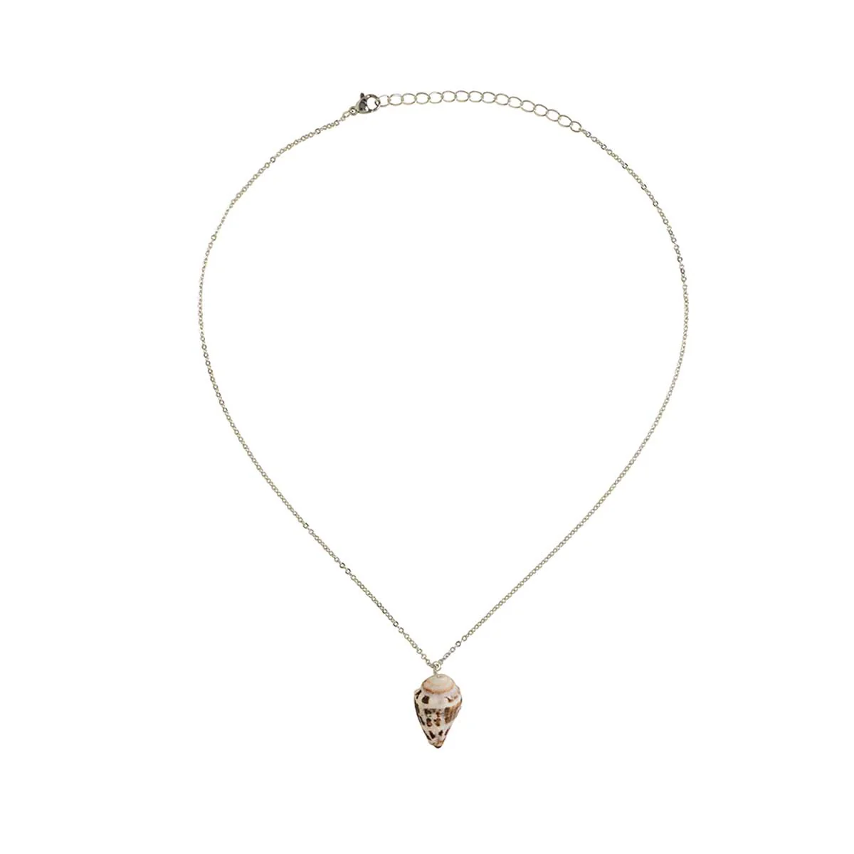 16in Hebrew Shell Pendant Necklace, Silver