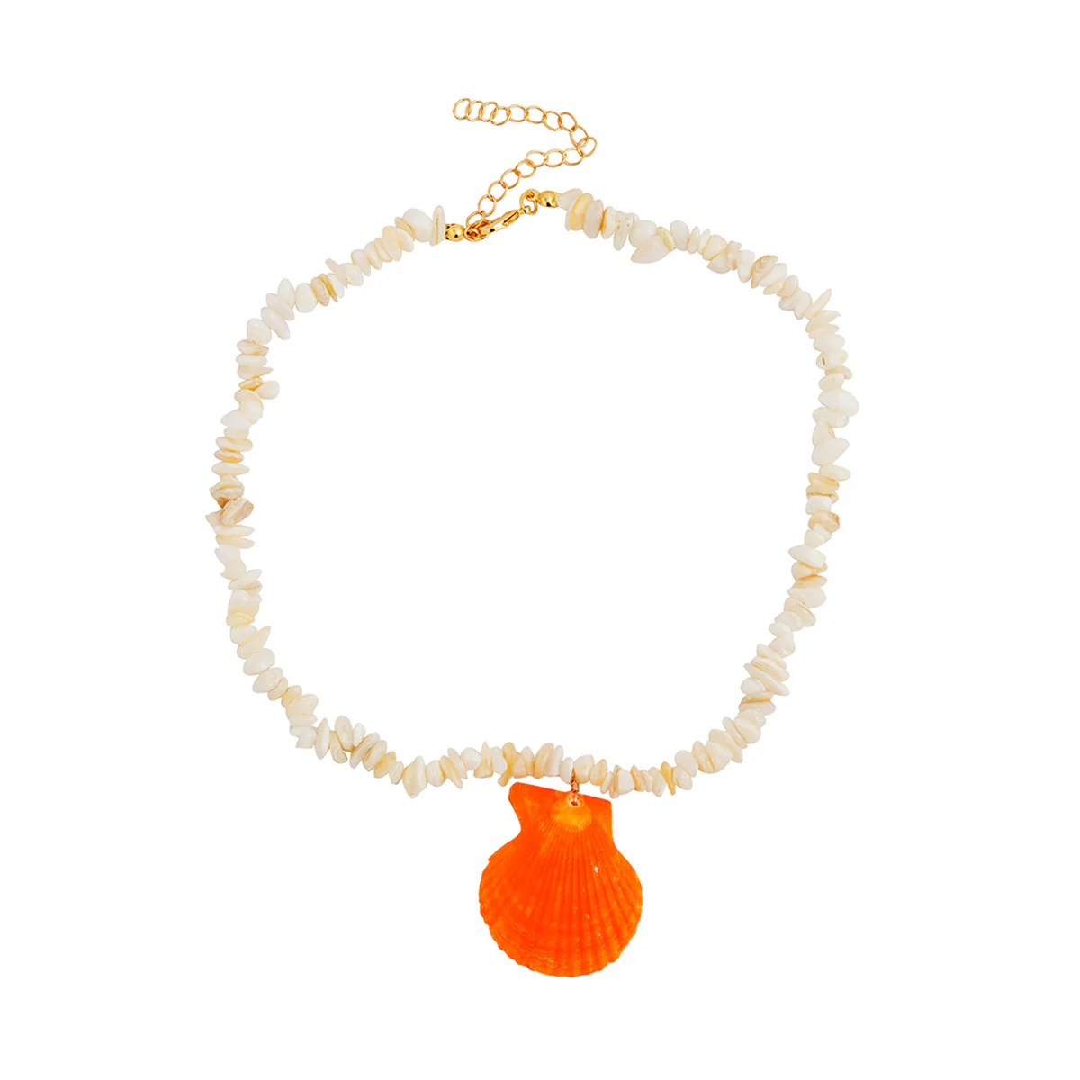 16in Puka Shell Necklace, Orange