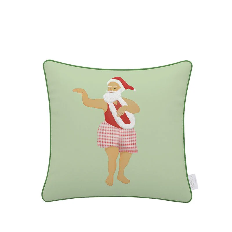 18x18in Hey Santa with Piping Pillow Cover