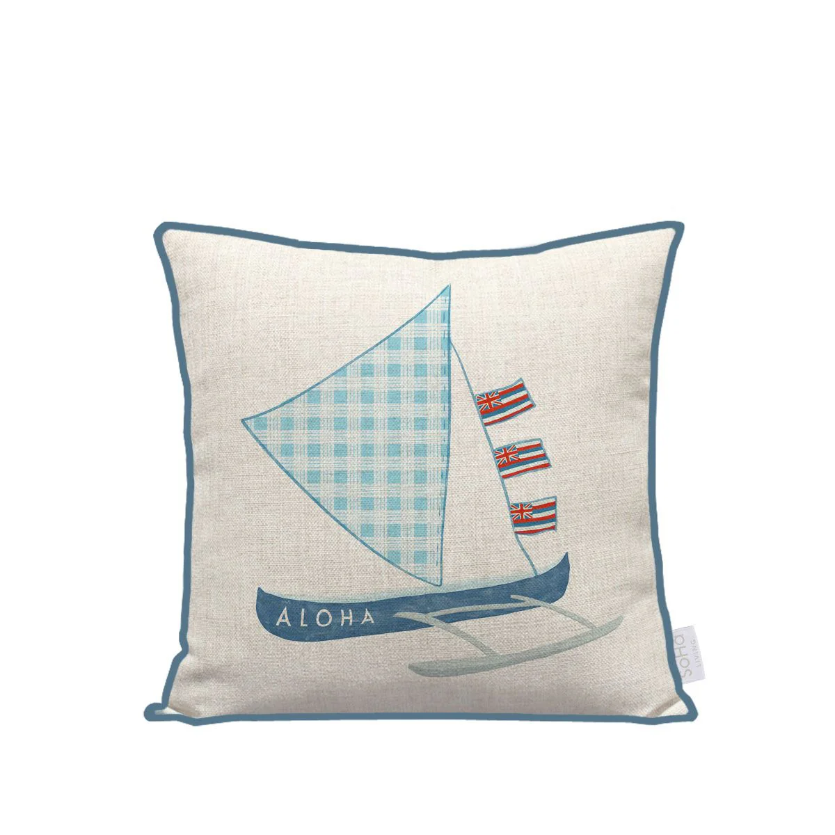 18x18in Sailing Canoe and Palaka Pillow Cover