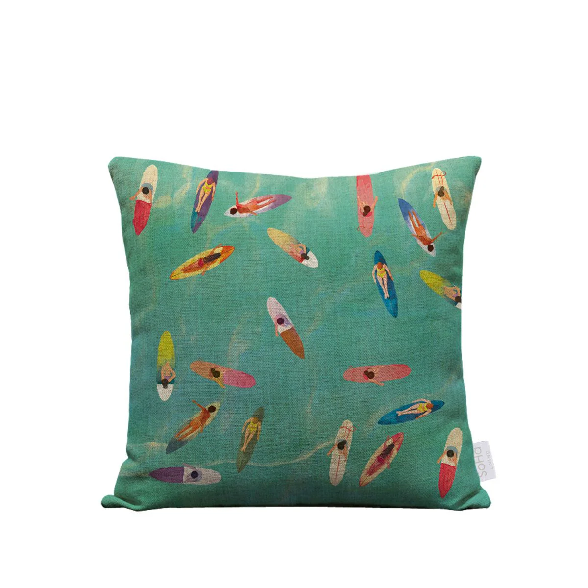 18x18in Surfers Top View Pillow Cover