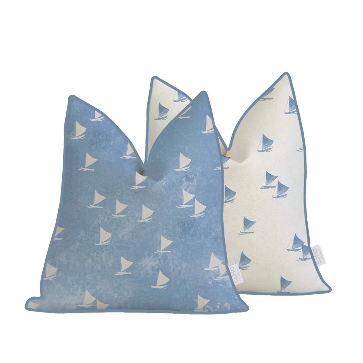 20x20in Blue Sailing Canoe Pillow Cover