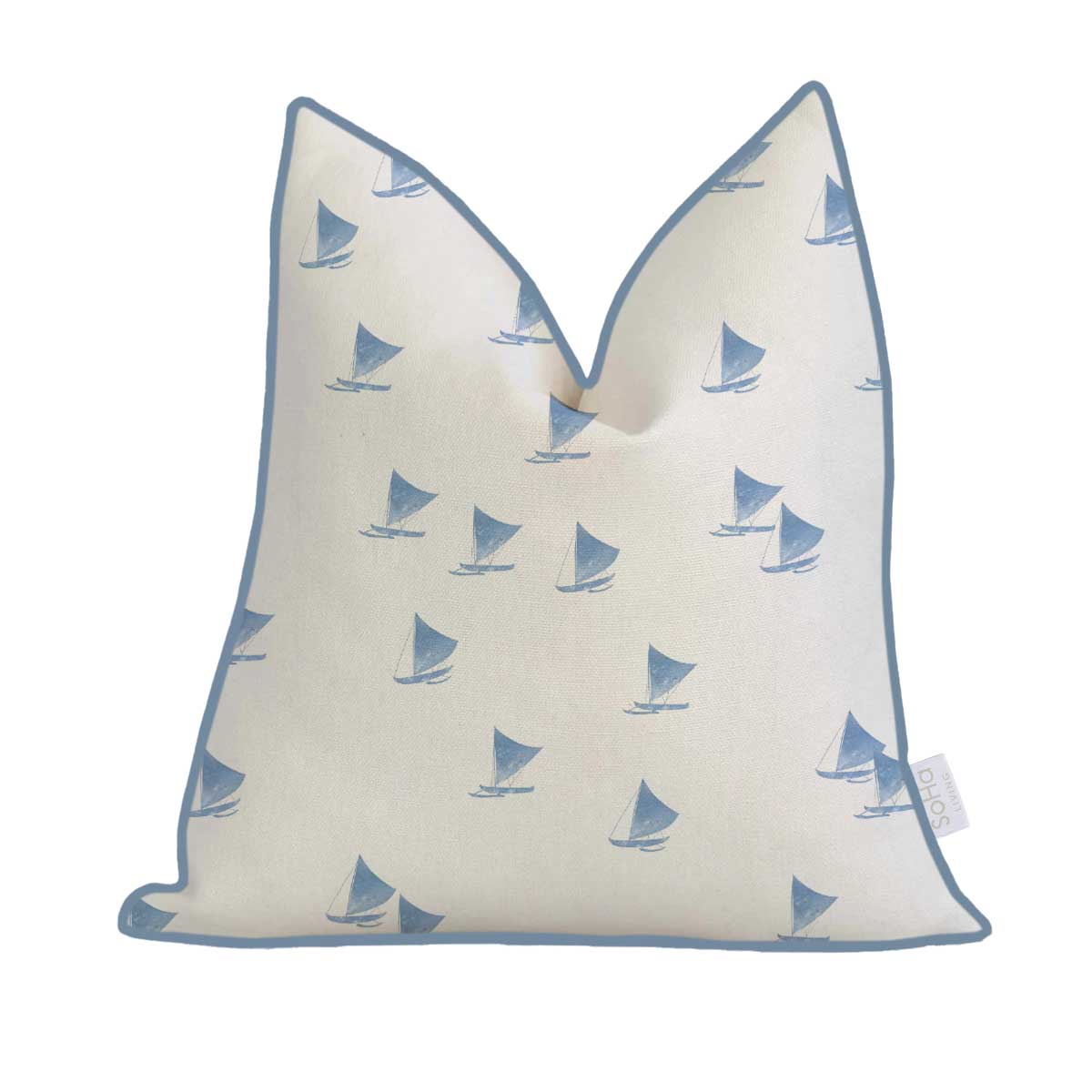 20x20in Blue Sailing Canoe Pillow Cover - Image 3