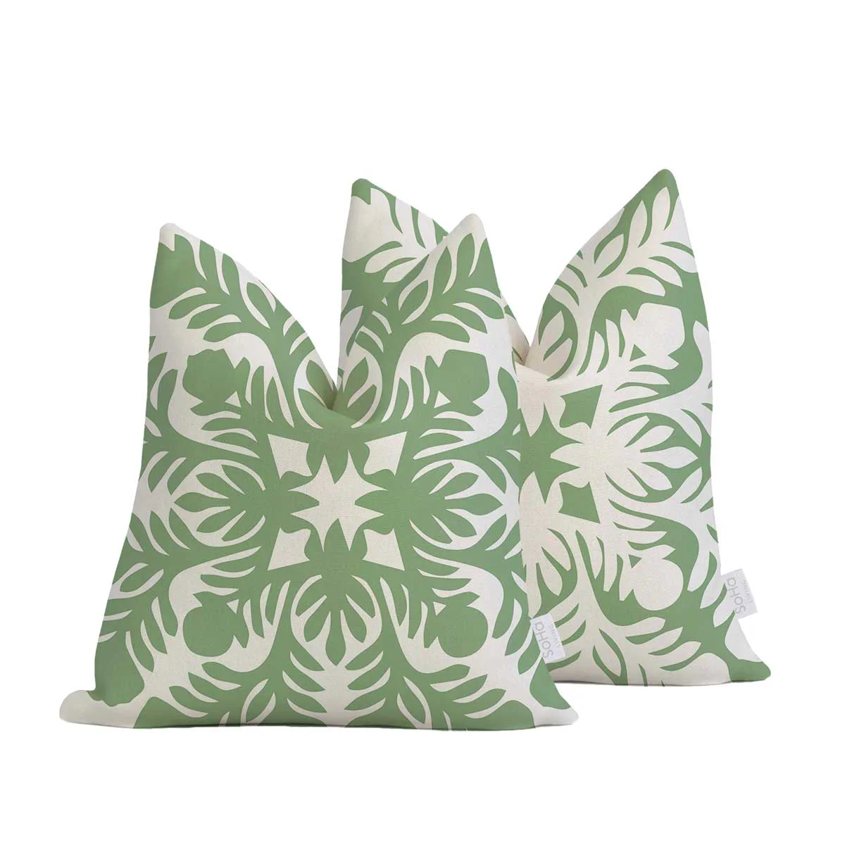 20x20in Green & Cream Quilt Pillow Cover
