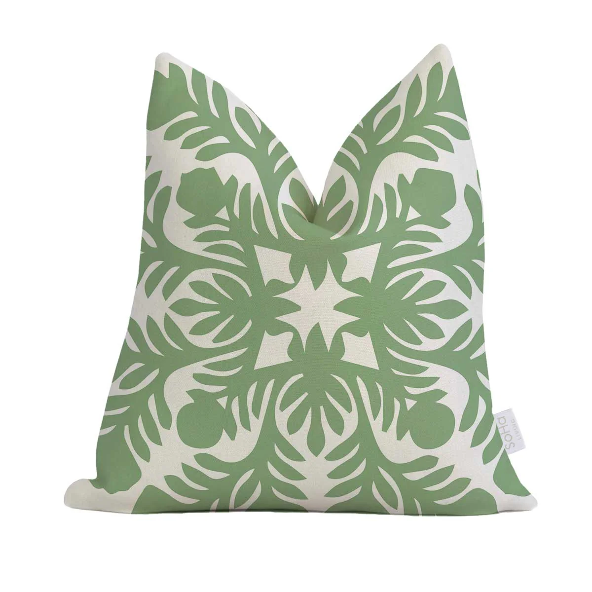 20x20in Green & Cream Quilt Pillow Cover - Image 2