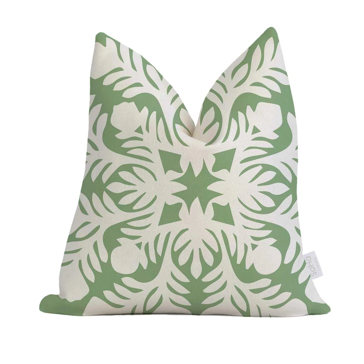 20x20in Green & Cream Quilt Pillow Cover - Image 3