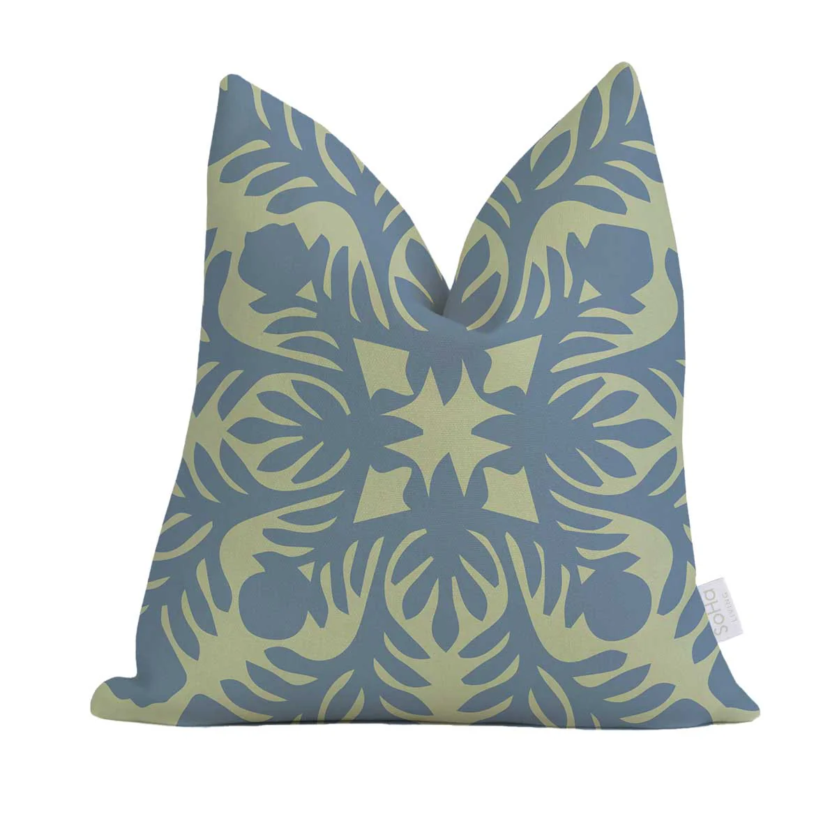 20x20in Green & Dark Blue Quilt Pillow Cover - Image 2
