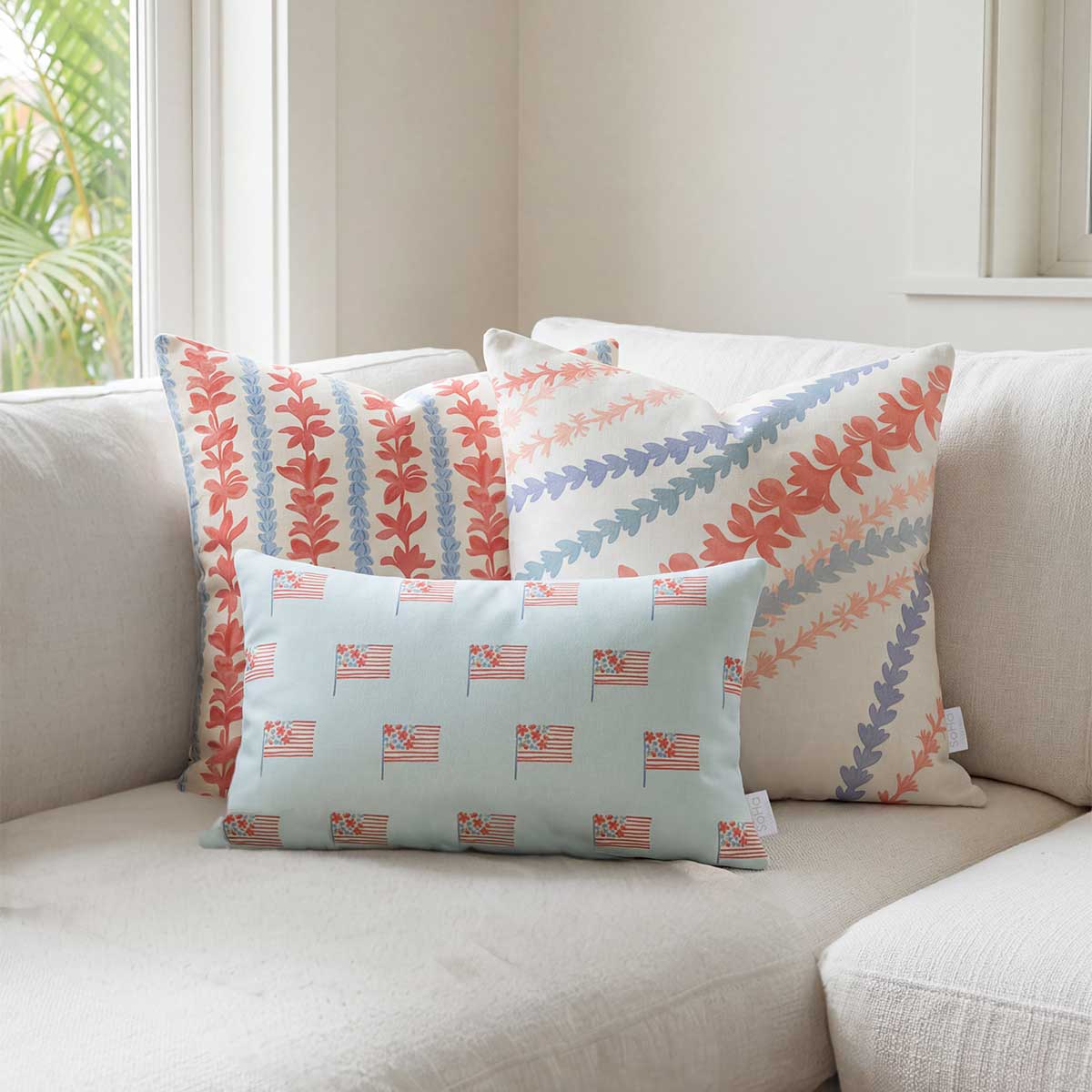 20x20in Petal Parade Light Blue Pillow Cover - Image 3
