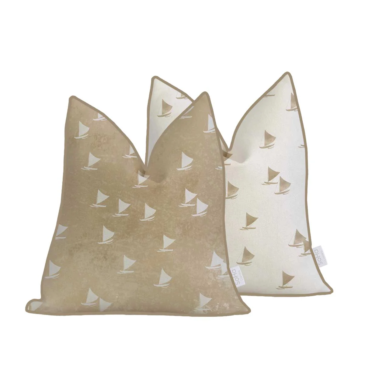 20x20in Tan Sailing Canoe Pillow Cover