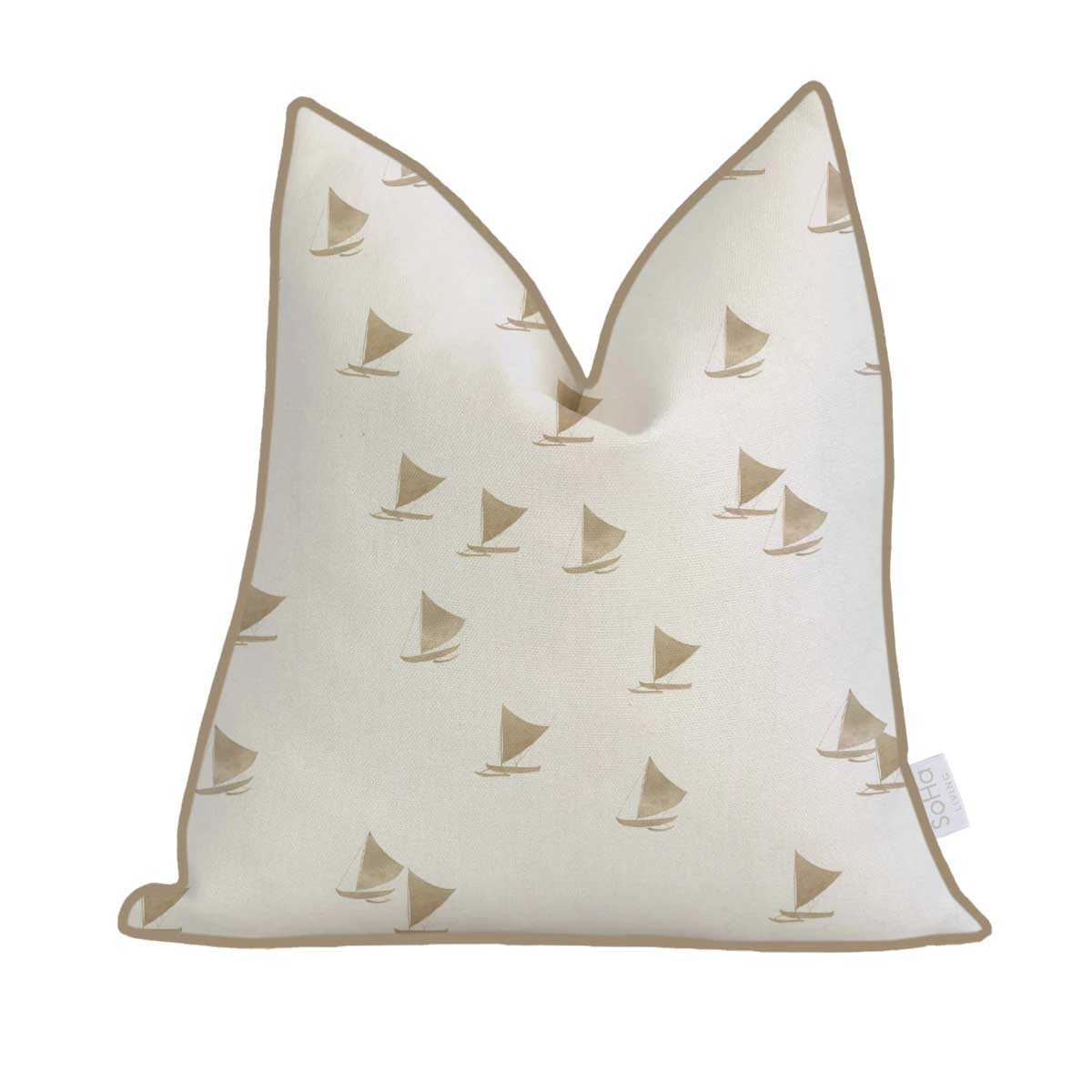 20x20in Tan Sailing Canoe Pillow Cover - Image 2