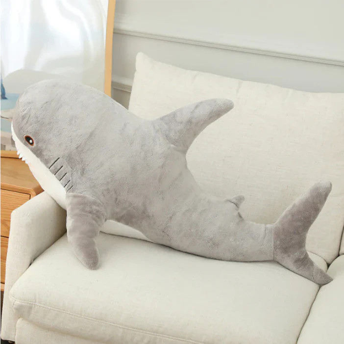 39.4in Shark Stuffed Plush Toy, Grey - Image 2