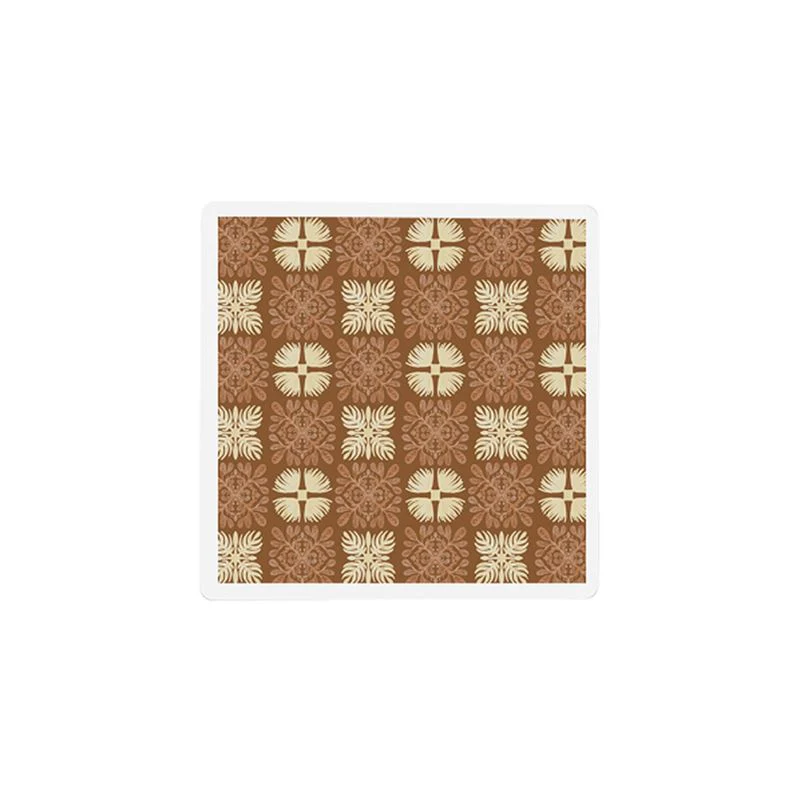 4x4in Earthy Quilt Brown Ceramic Coaster - Image 2
