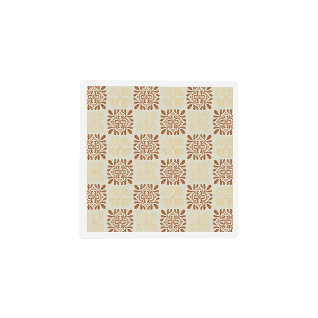 4x4in Earthy Quilt Natural Ceramic Coaster