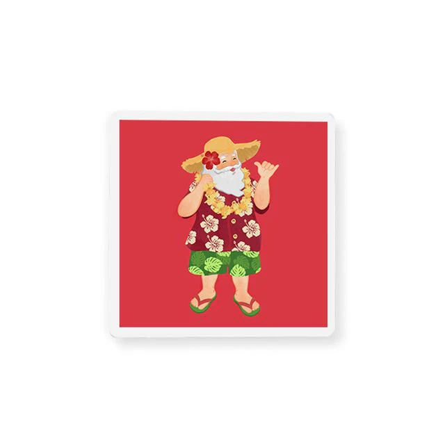 4x4in Hawaiian Santa (Shaka) Ceramic Coaster