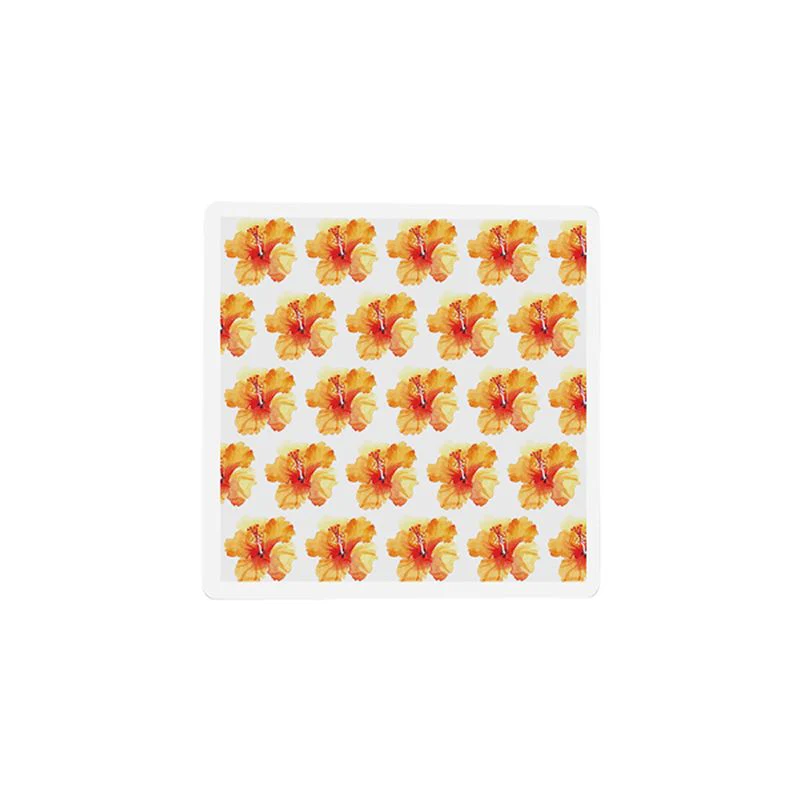 4x4in Orange Hibiscus Ceramic Coaster