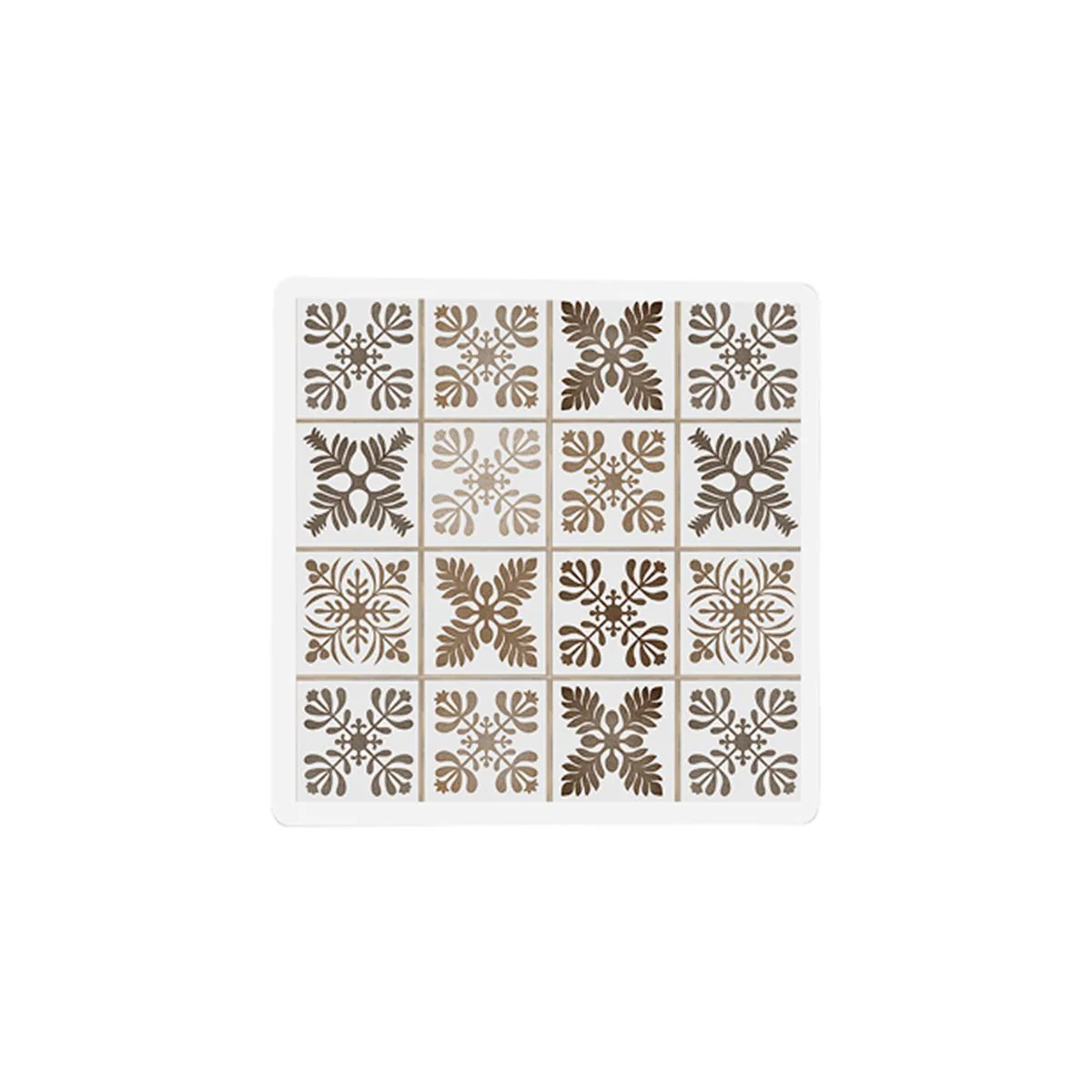 4x4in Quilt Mosaic Brown Ceramic Coaster