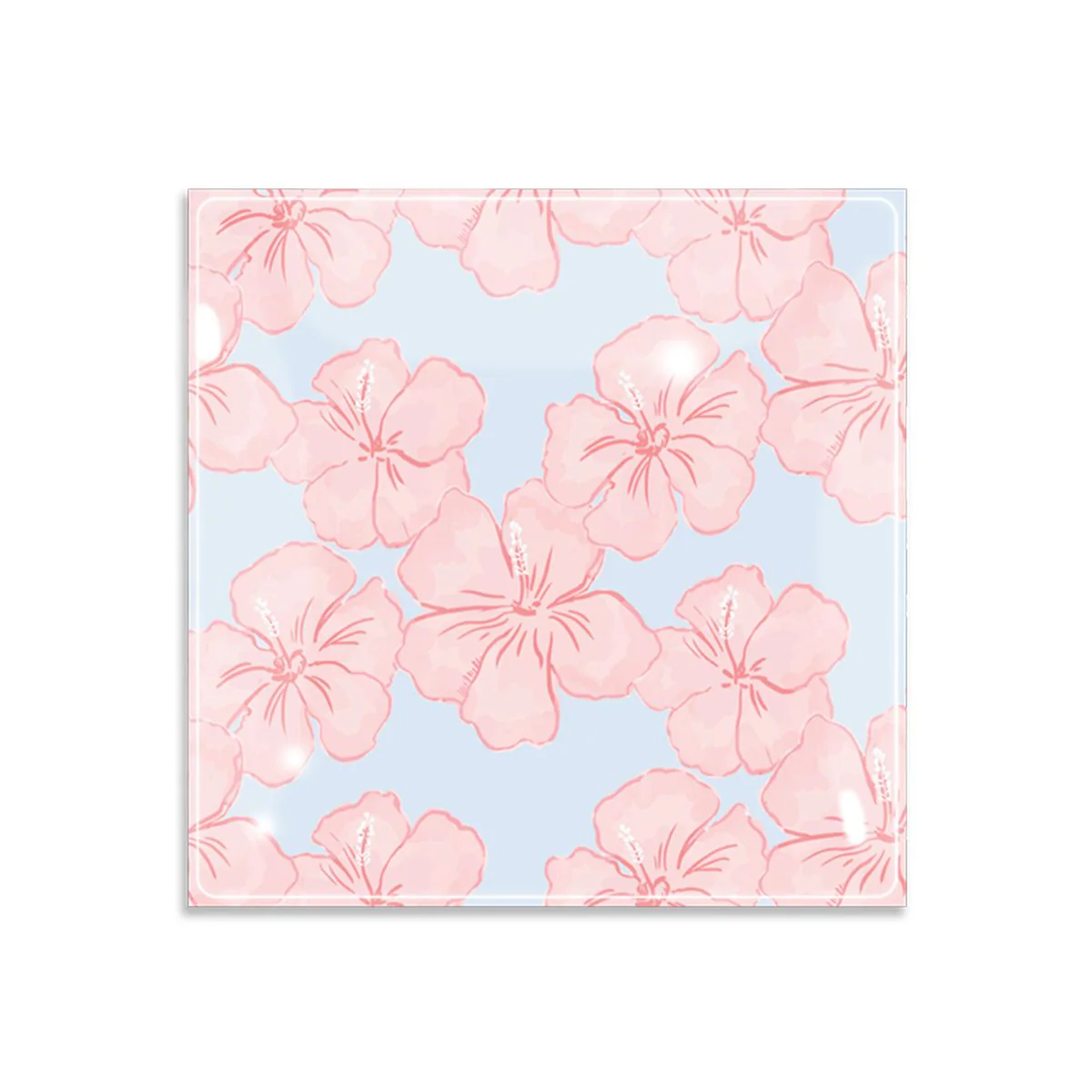 6in Hibiscus Blues Square Trinket Tray
