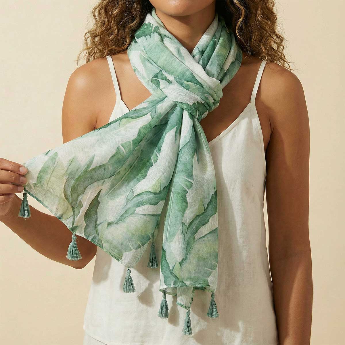 75x35in Leaf Veil Scarf - Image 4