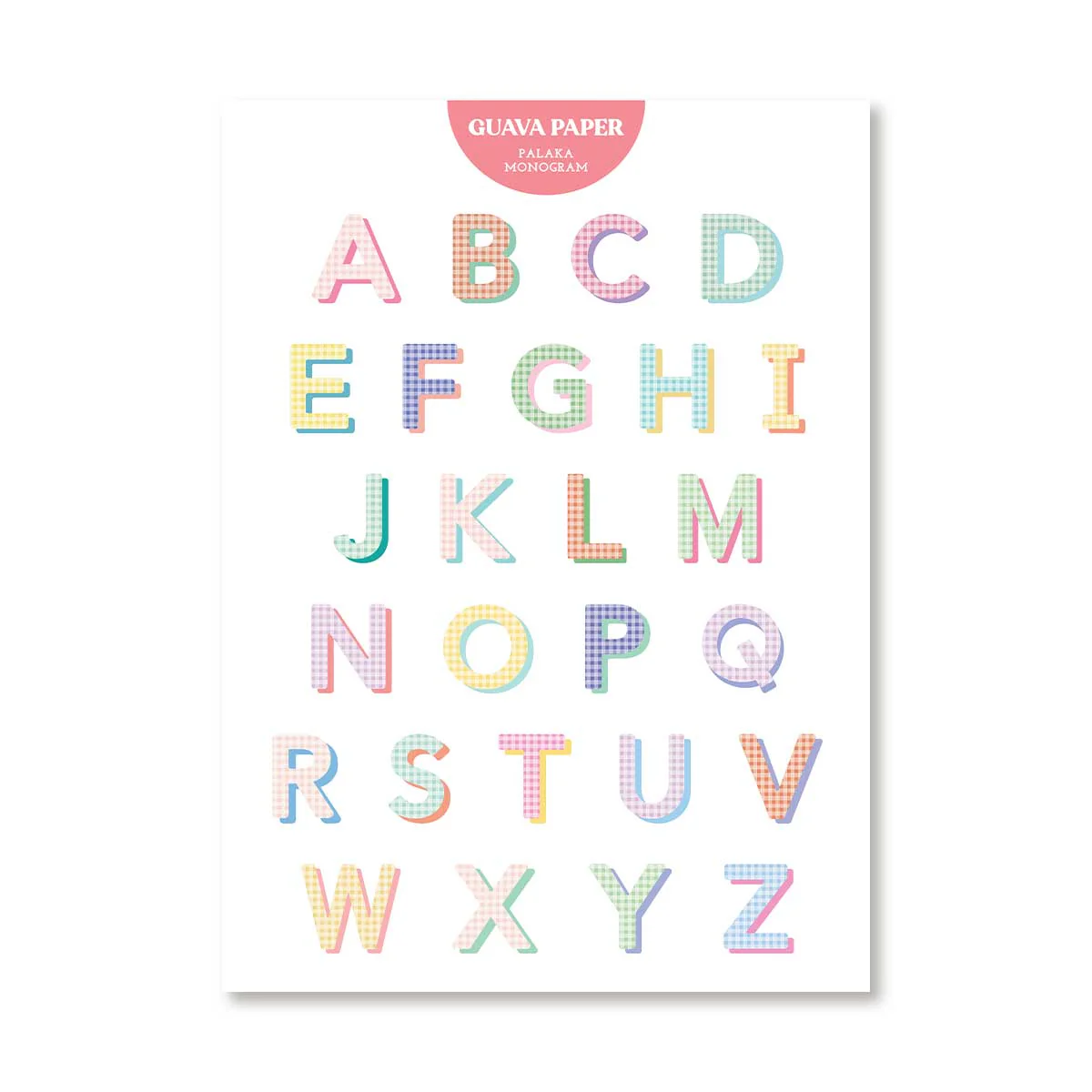 8x11in Palaka Monogram Sticker Sheet, A-Z