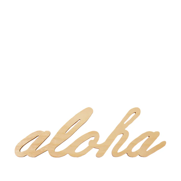 16in Cursive Natural Birch Sign, Aloha