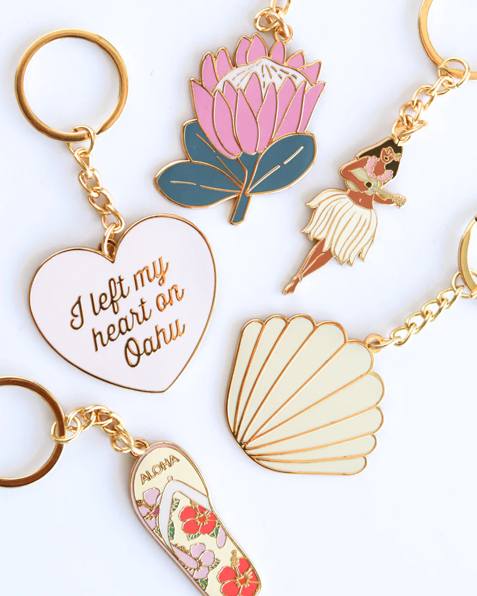 Aloha Flowers Slipper Enamel Keychain - Image 3