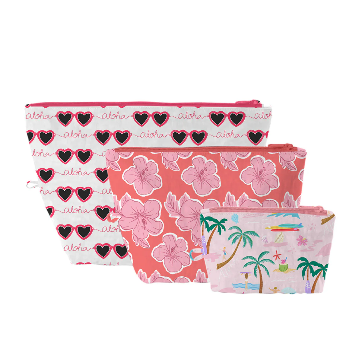 Aloha Islands Cosmetic Pouch, Set of 3