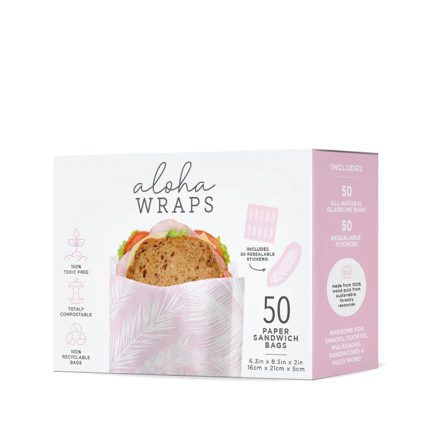 Aloha Wraps Pink Palms Sandwich Bags - Image 6
