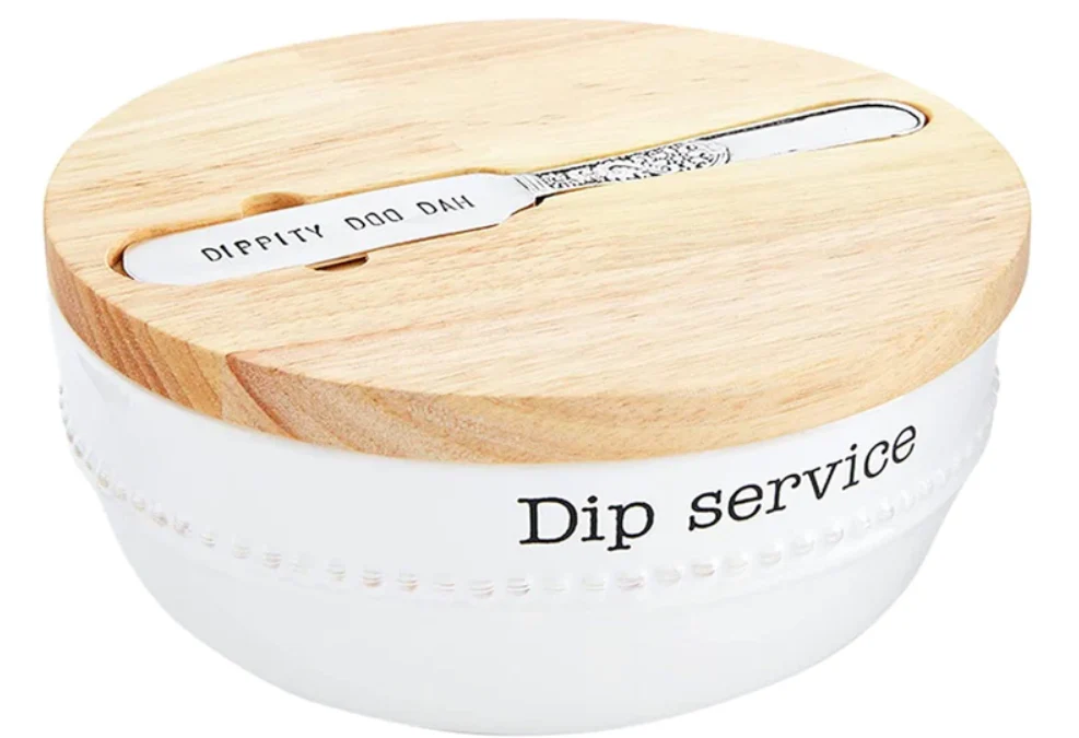 Beaded Ceramic Dip Bowl with Spreader