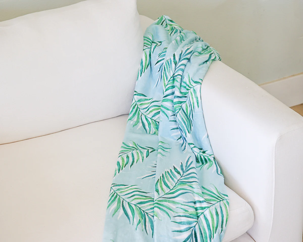 Watercolor Palm Leaves Blanket - Image 2