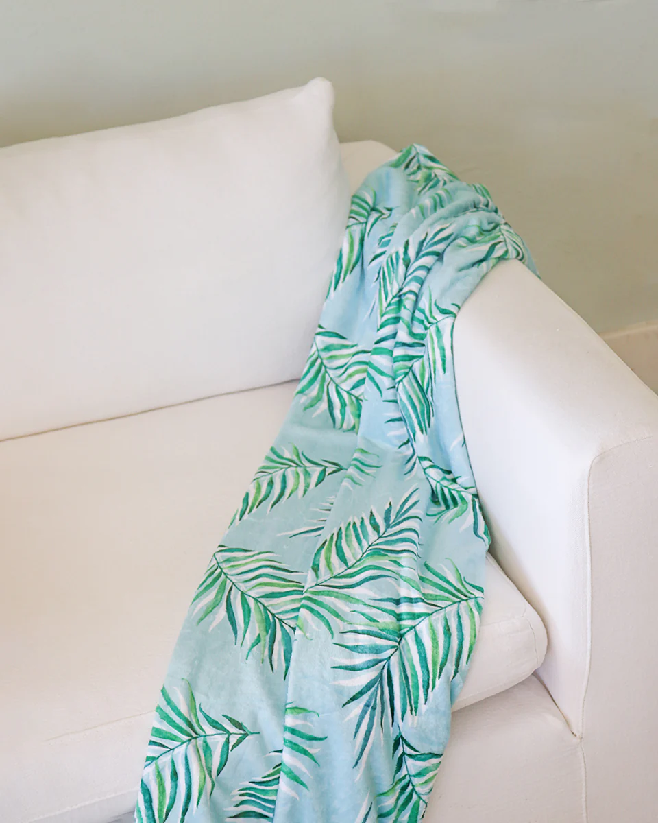 Watercolor Palm Leaves Blanket - Image 3