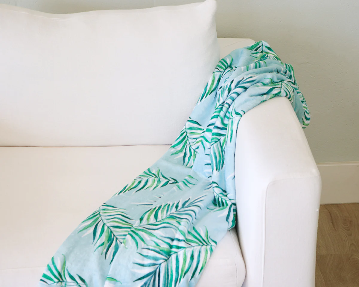 Watercolor Palm Leaves Blanket - Image 4