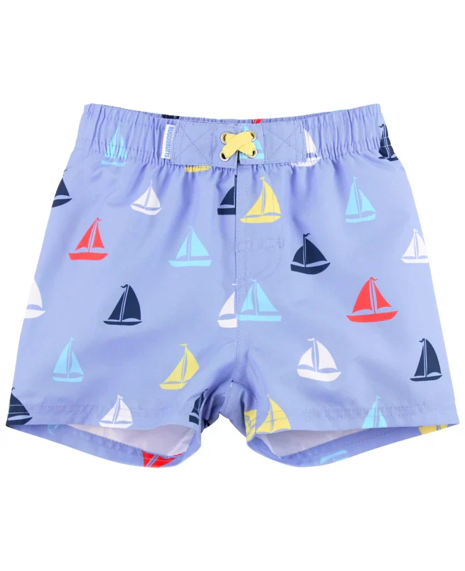 Blue Down By the Bay Swim Trunks