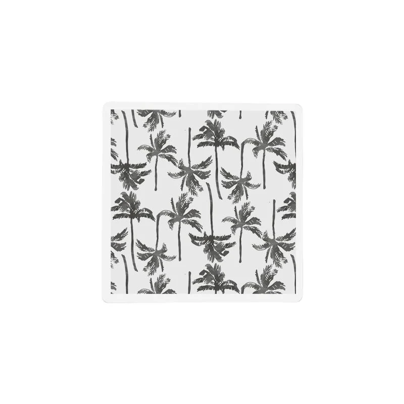 Charcoal Palms Square Ceramic Coaster