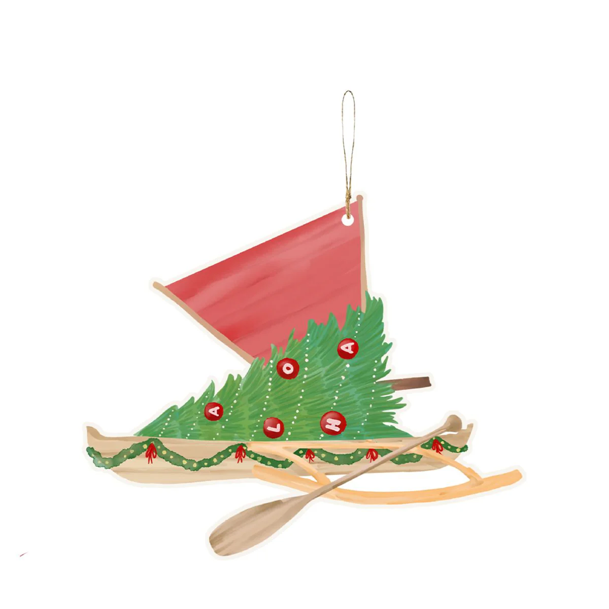 Christmas Canoe Ornament