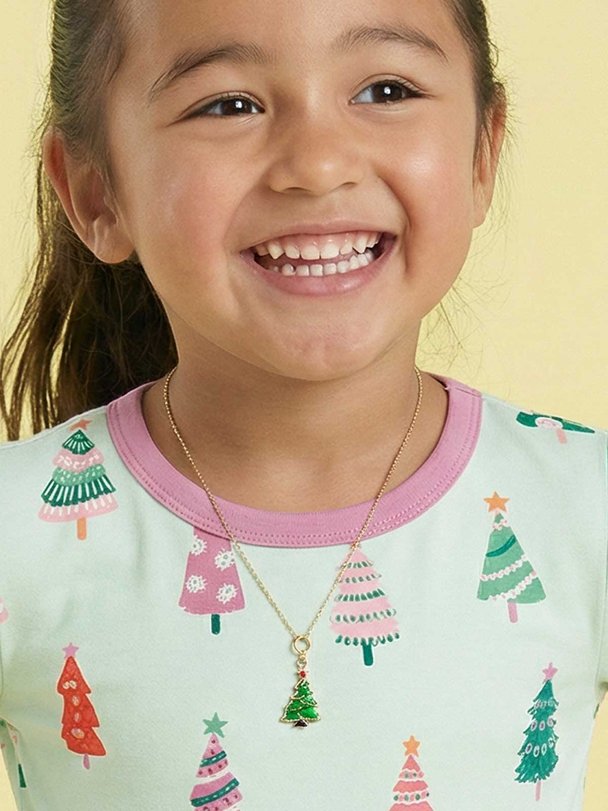 Christmas Tree Enamel Necklace with Extender - Image 3