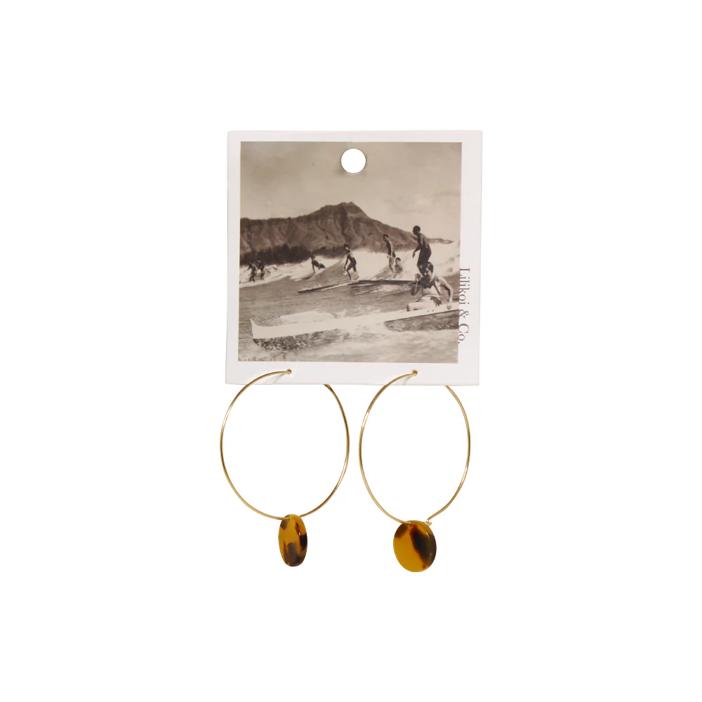 Circle Tortoise on Metal Drop Earrings Tortoise
