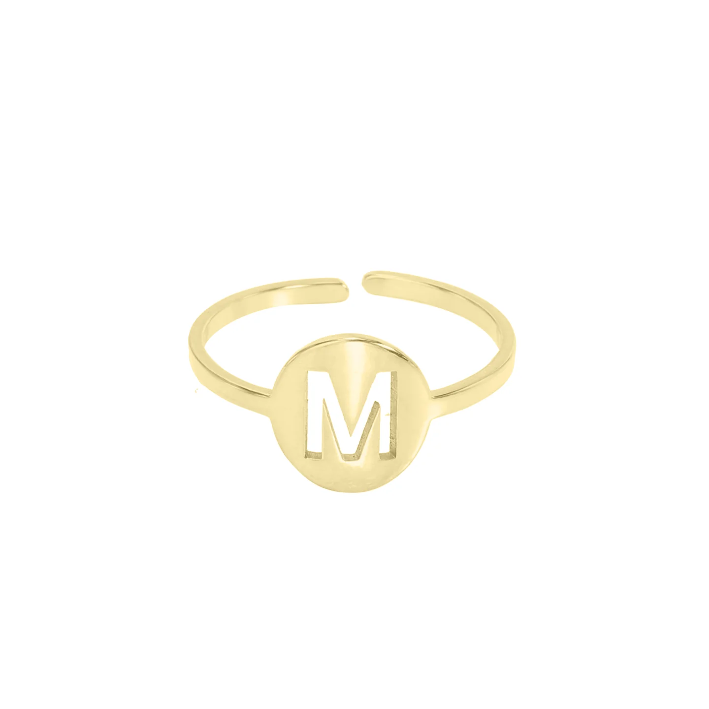 Circle with Initial Letter Ring, Gold - Image 4