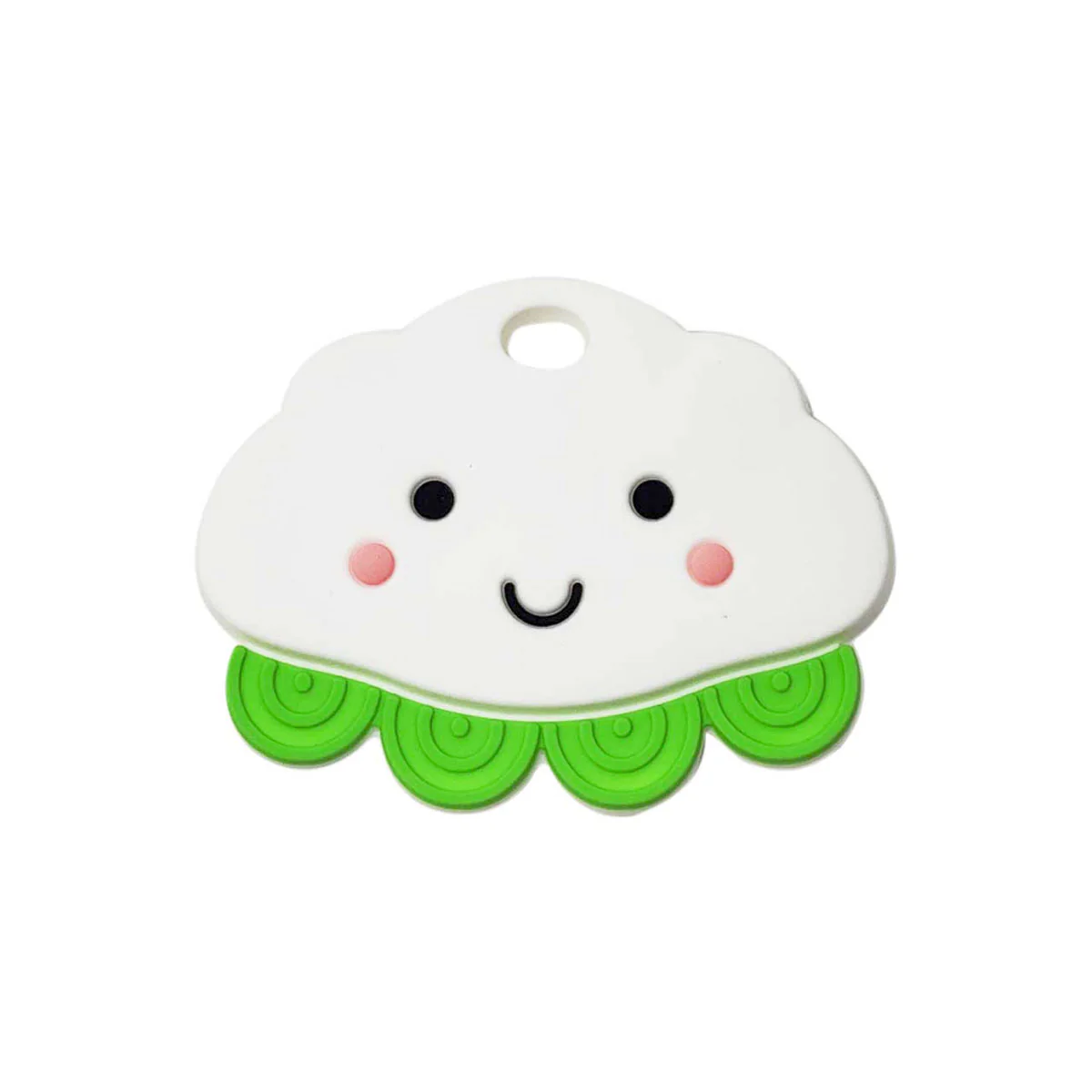 *Cloud Shape Silicone Teether, White and Green