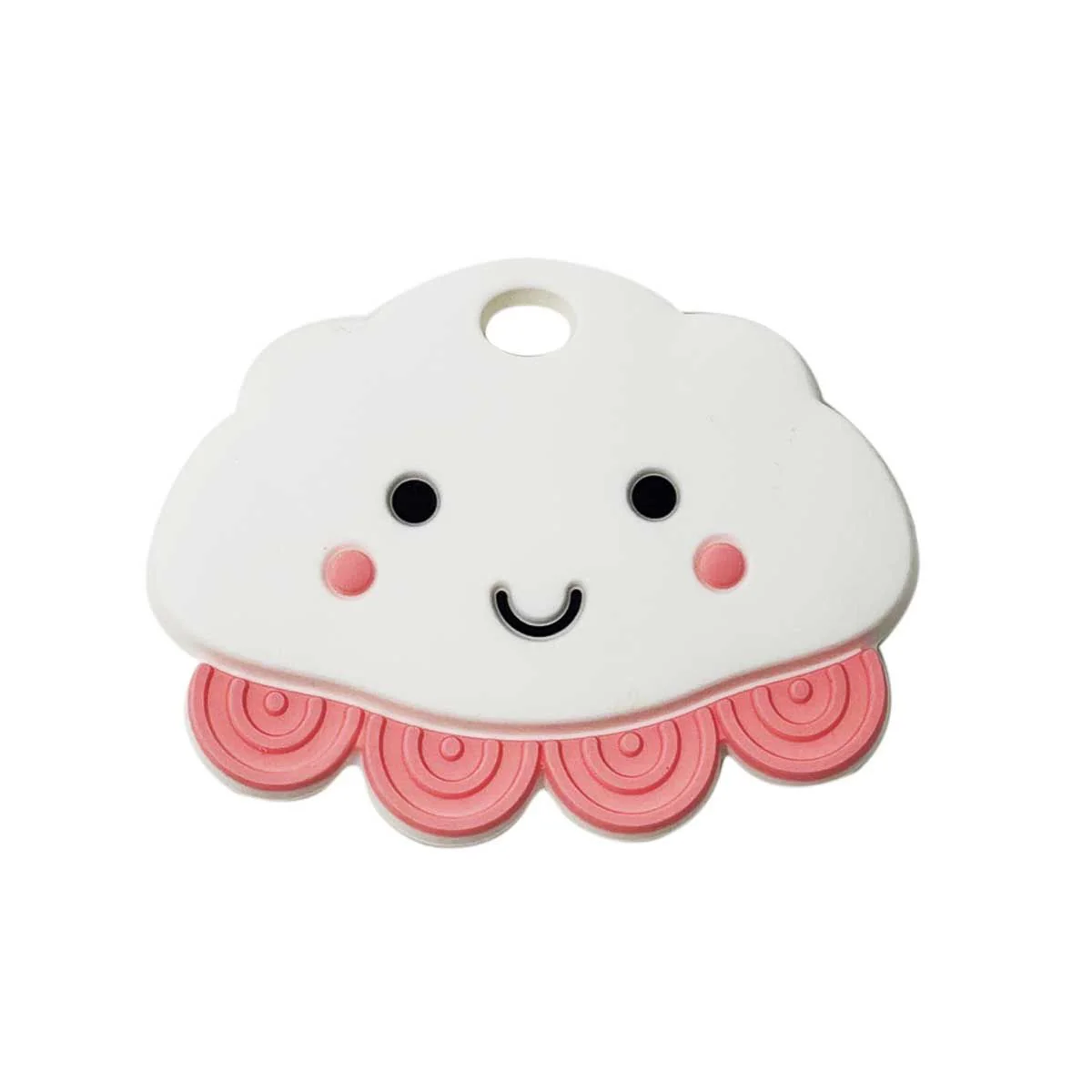 *Cloud Shape Silicone Teether, White and Pink
