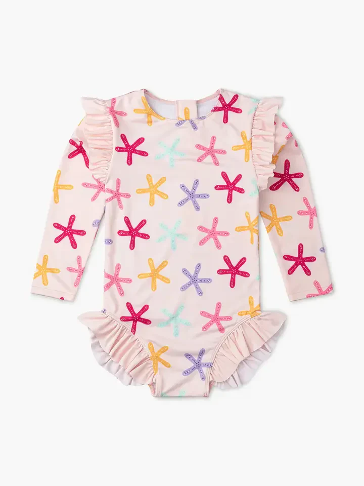 Colorful Starfish Long Sleeve One Piece Swimsuit