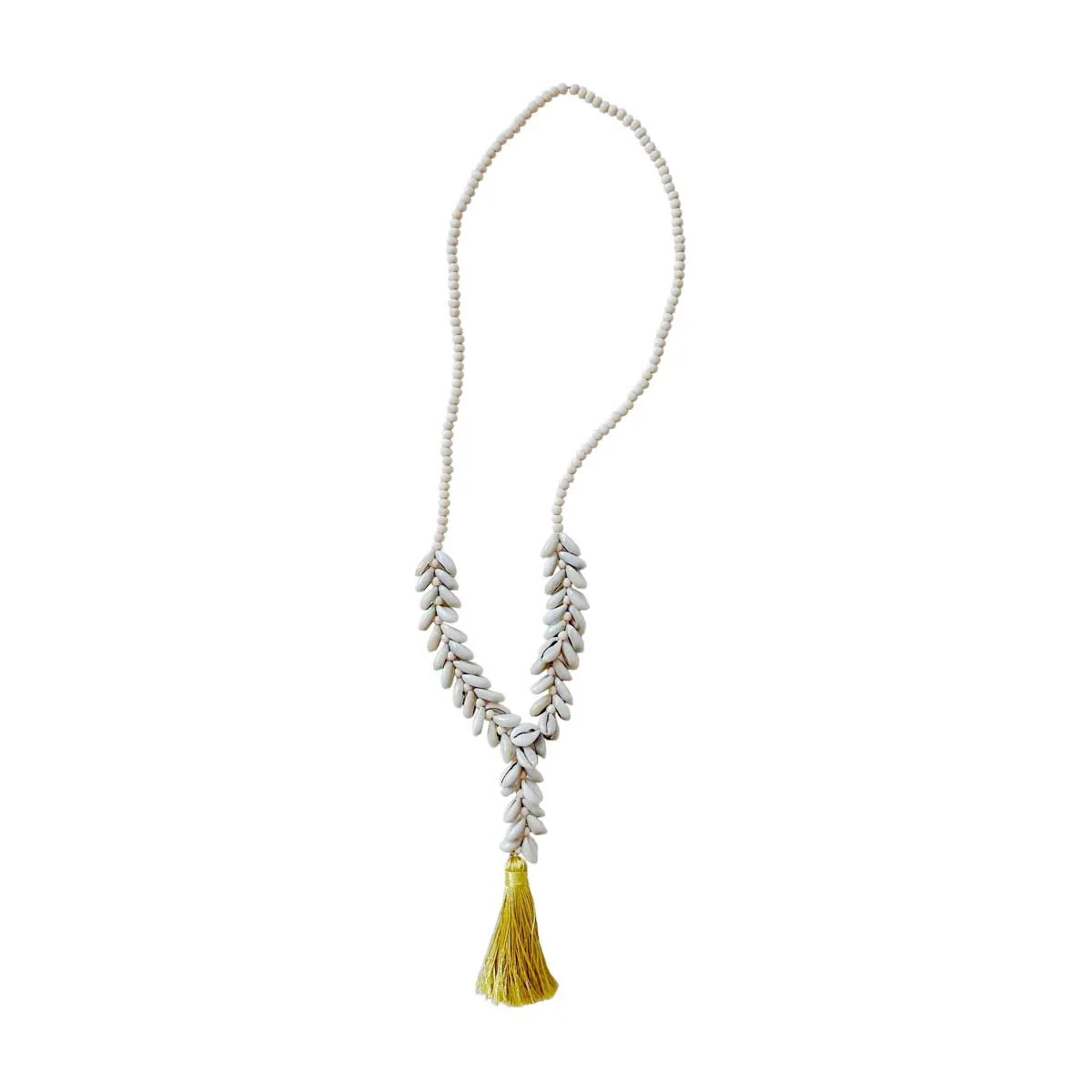 *Cowrie Necklace Beads with Tassel Pendant, Grey