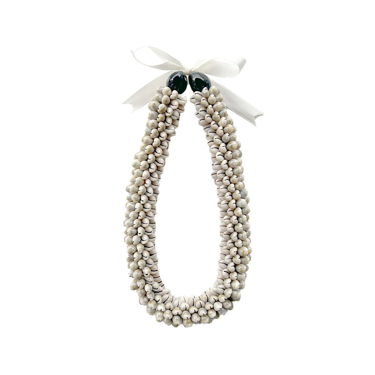 Cowrie Shell Ring Kuikui Necklace, Grey/Black