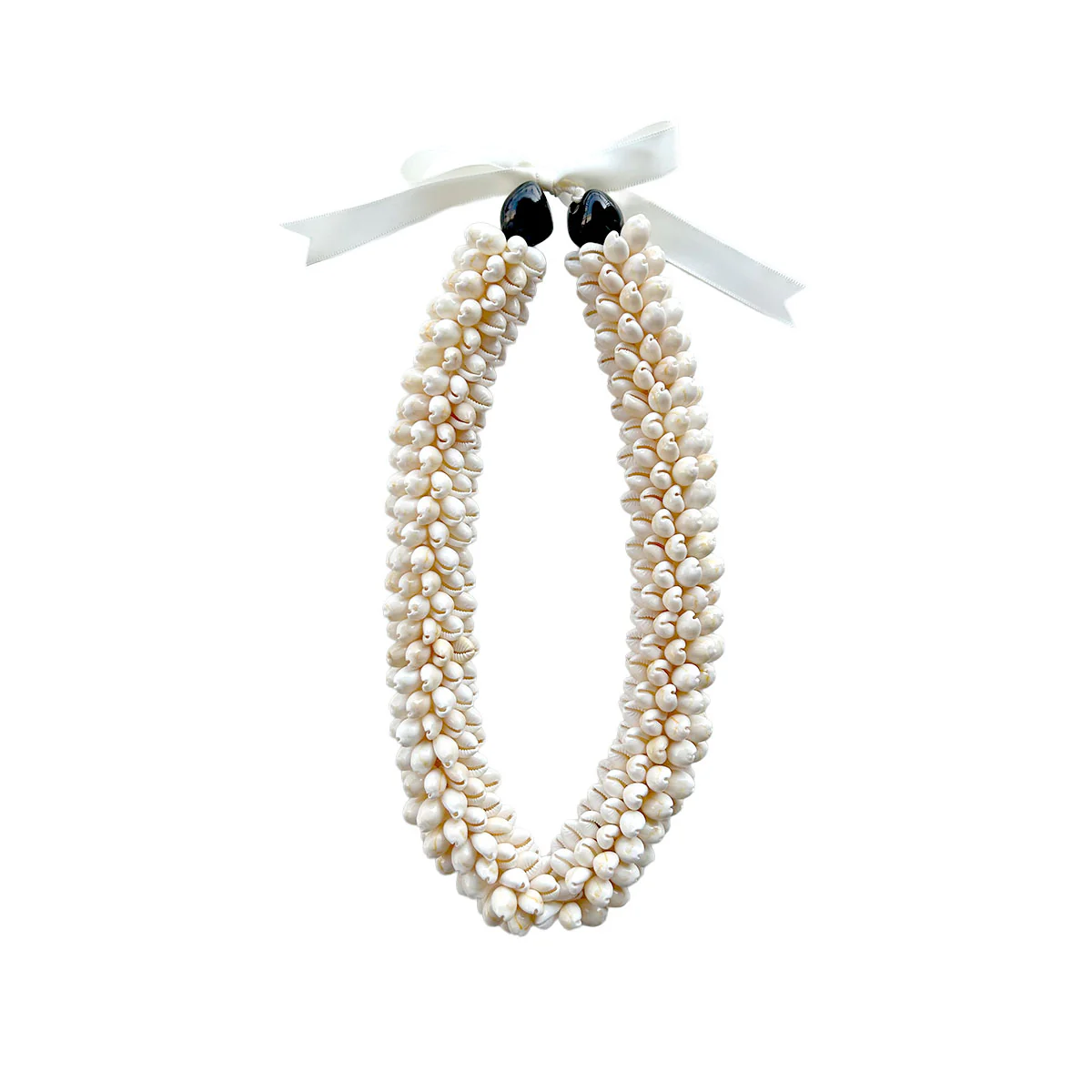 Cowrie Shell Ring Kuikui Necklace, Yellow/Black