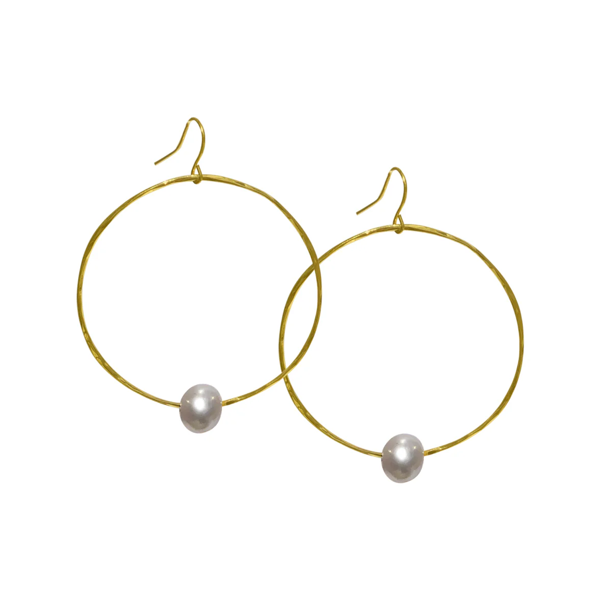 Cream Pearl Hoop Earrings