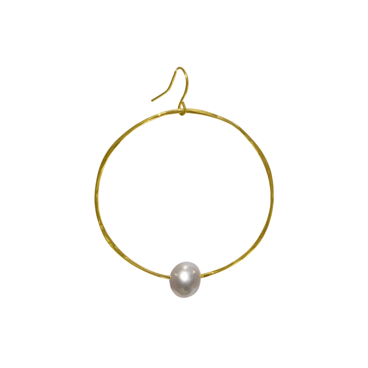 Cream Pearl Hoop Earrings - Image 2